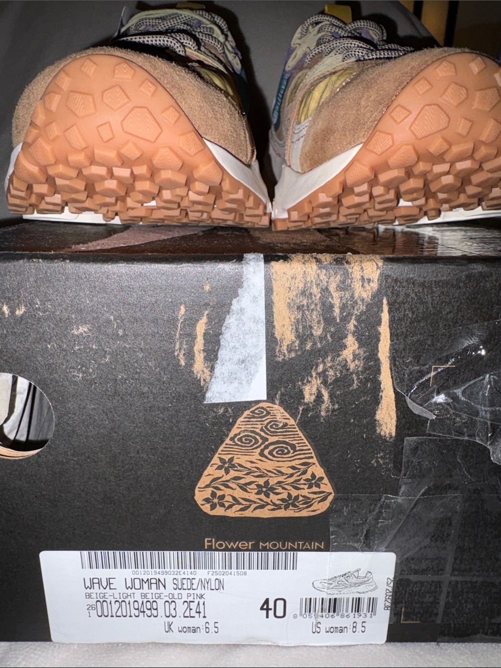 NWT Flower Mountain WAVE WOMAN Suede and fabric sneakers - Beige- Light pink - Picture 10 of 16